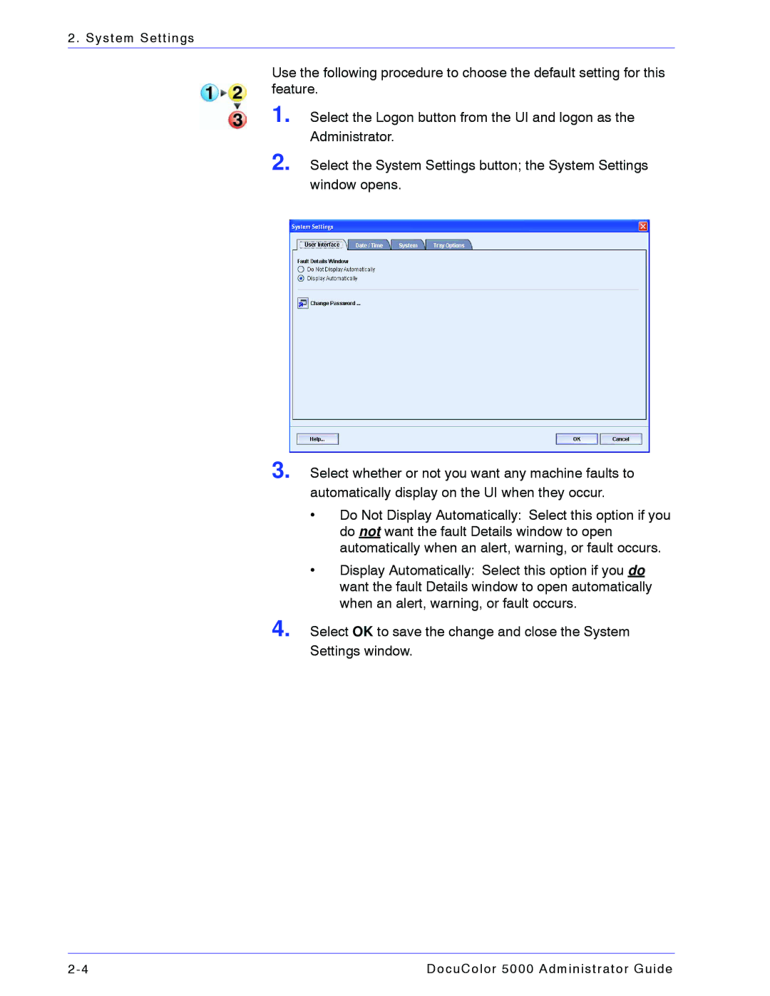 Xerox 5000 manual System Settings 