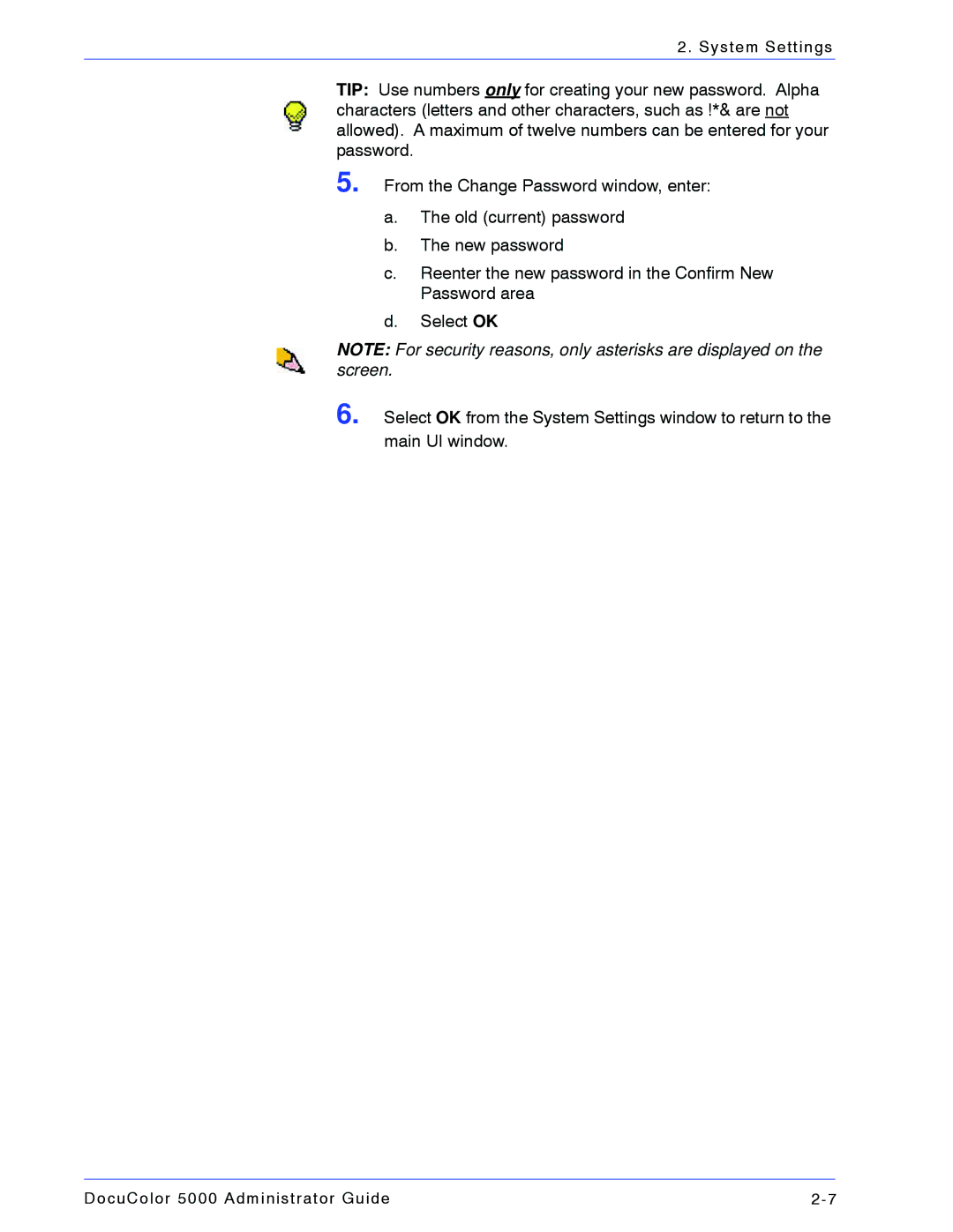 Xerox 5000 manual System Settings 