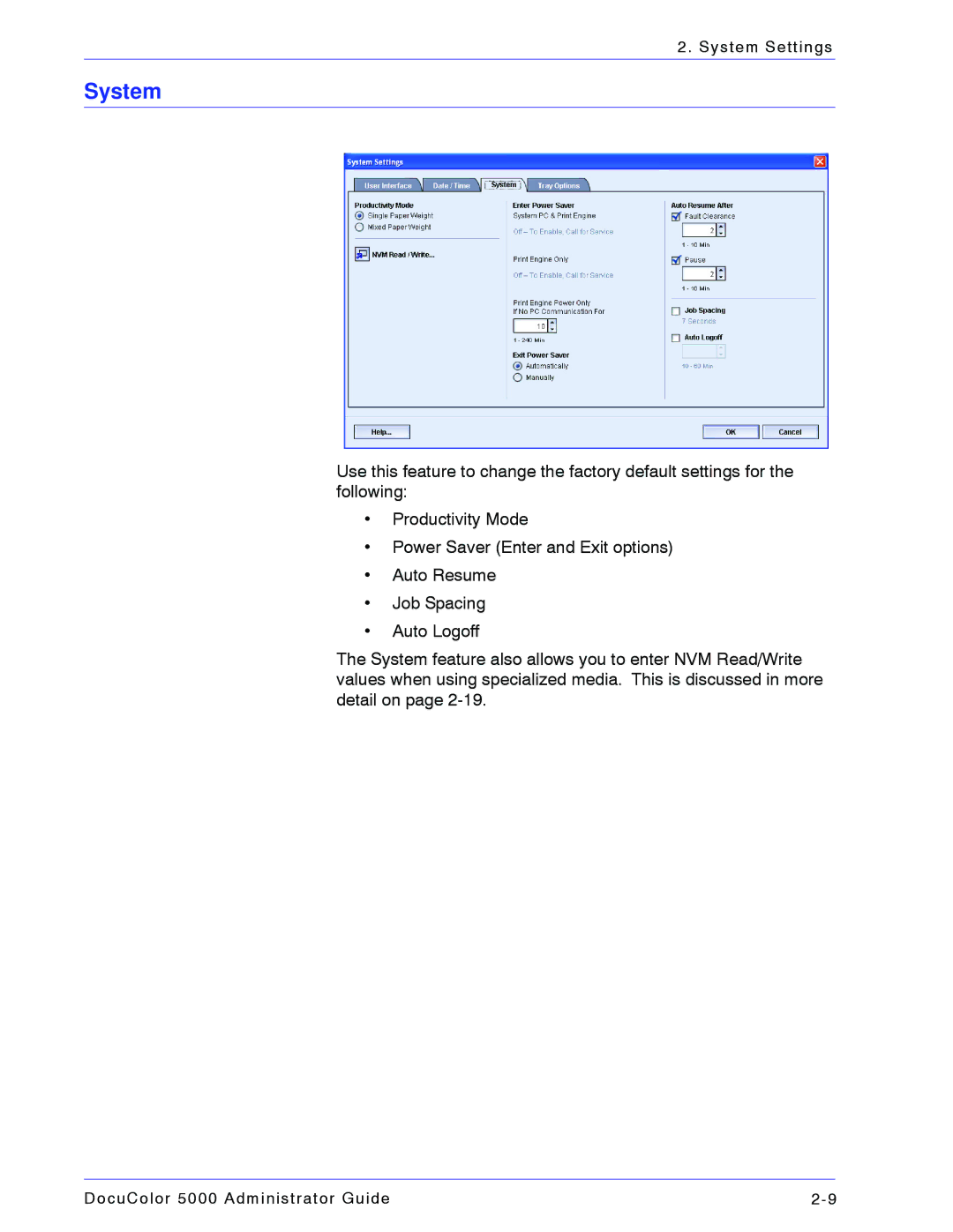 Xerox 5000 manual System 