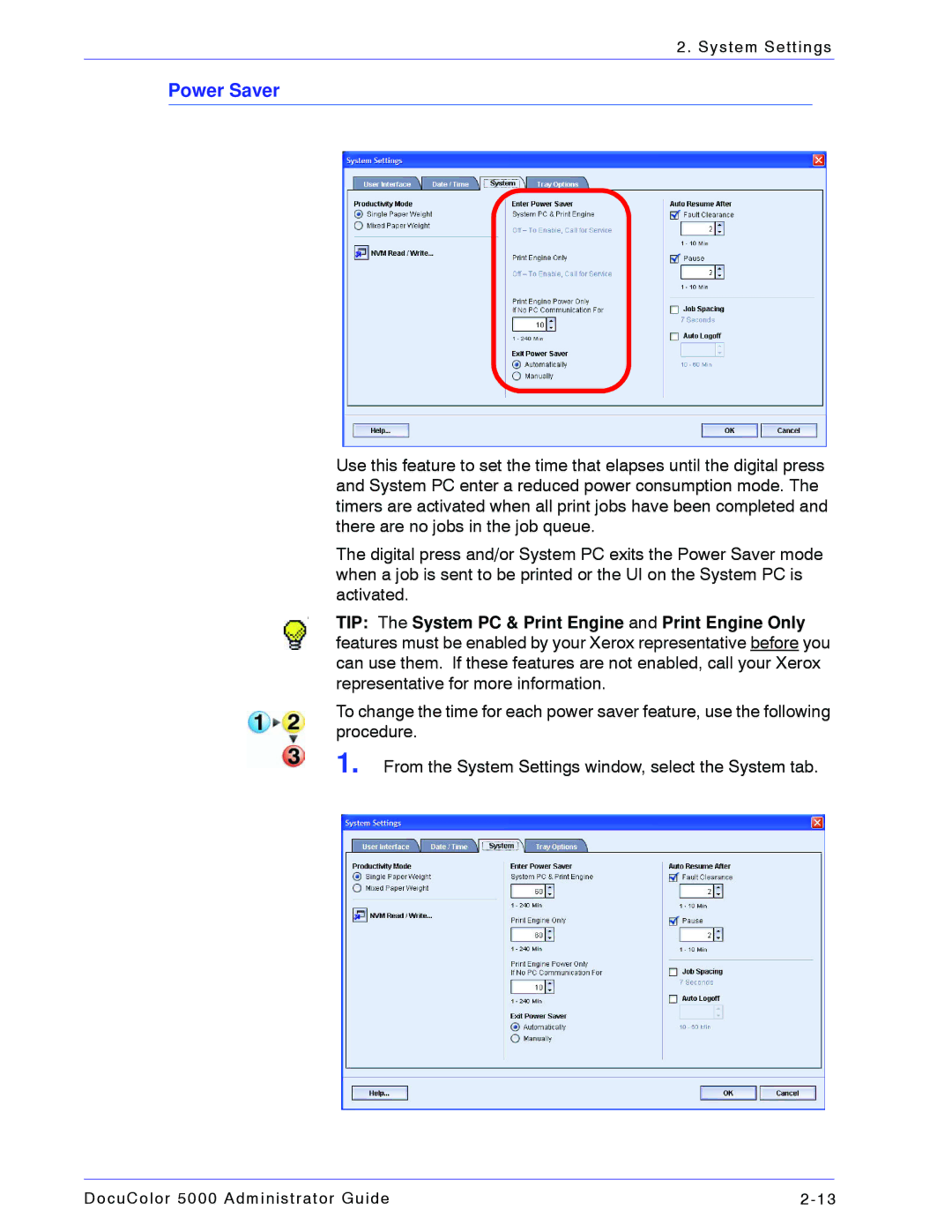 Xerox 5000 manual Power Saver 