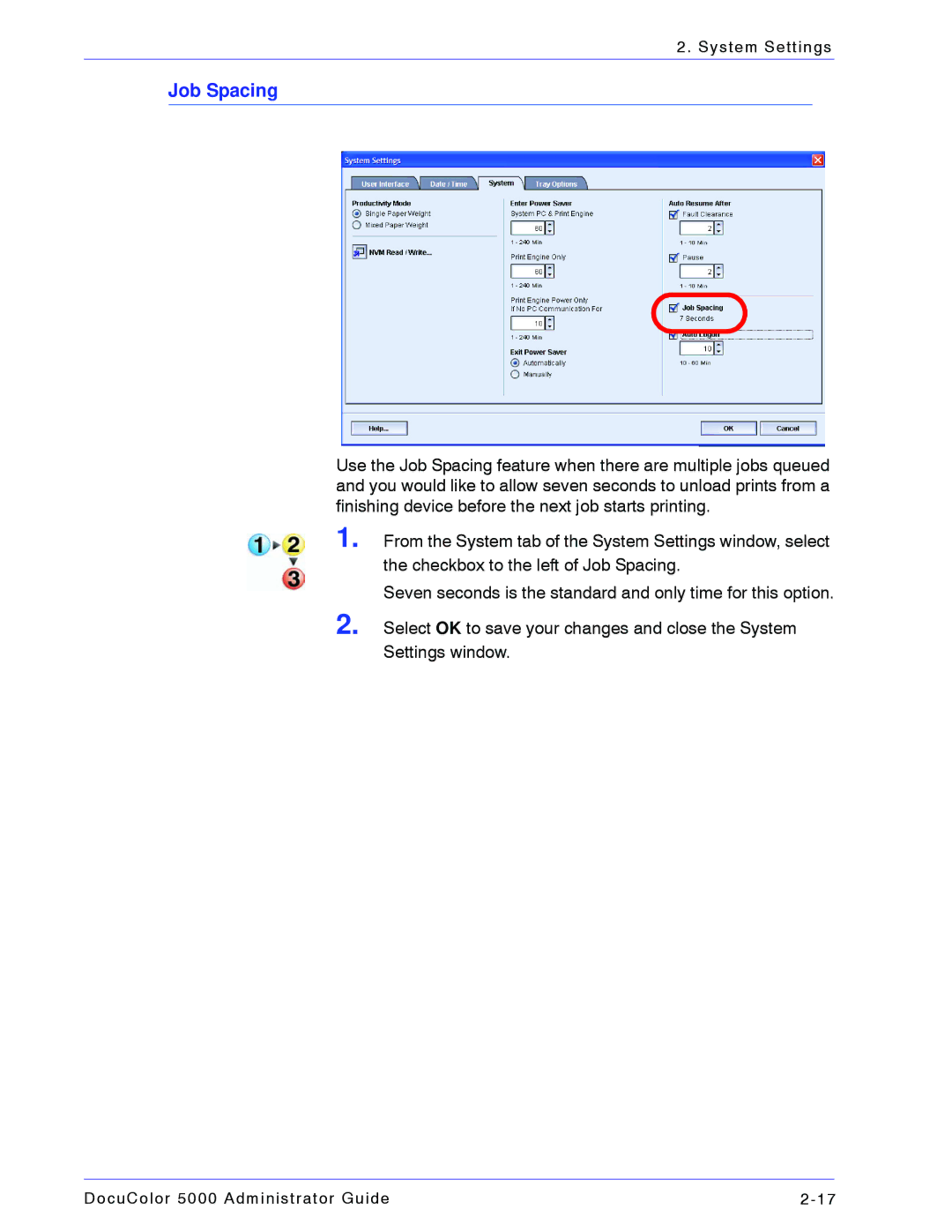 Xerox 5000 manual Job Spacing 