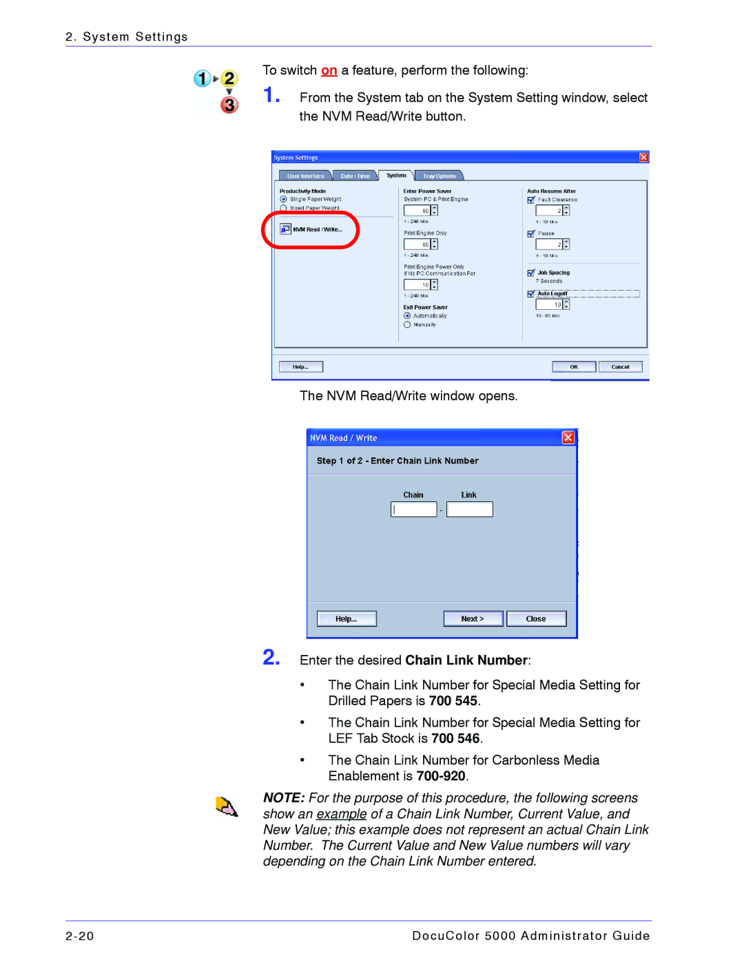 Xerox 5000 manual System Settings 