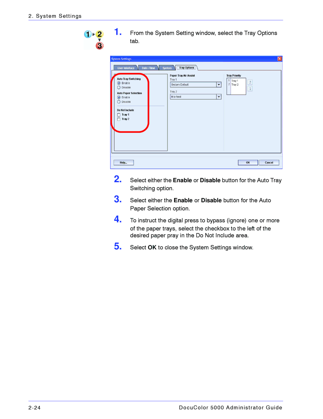 Xerox 5000 manual System Settings 