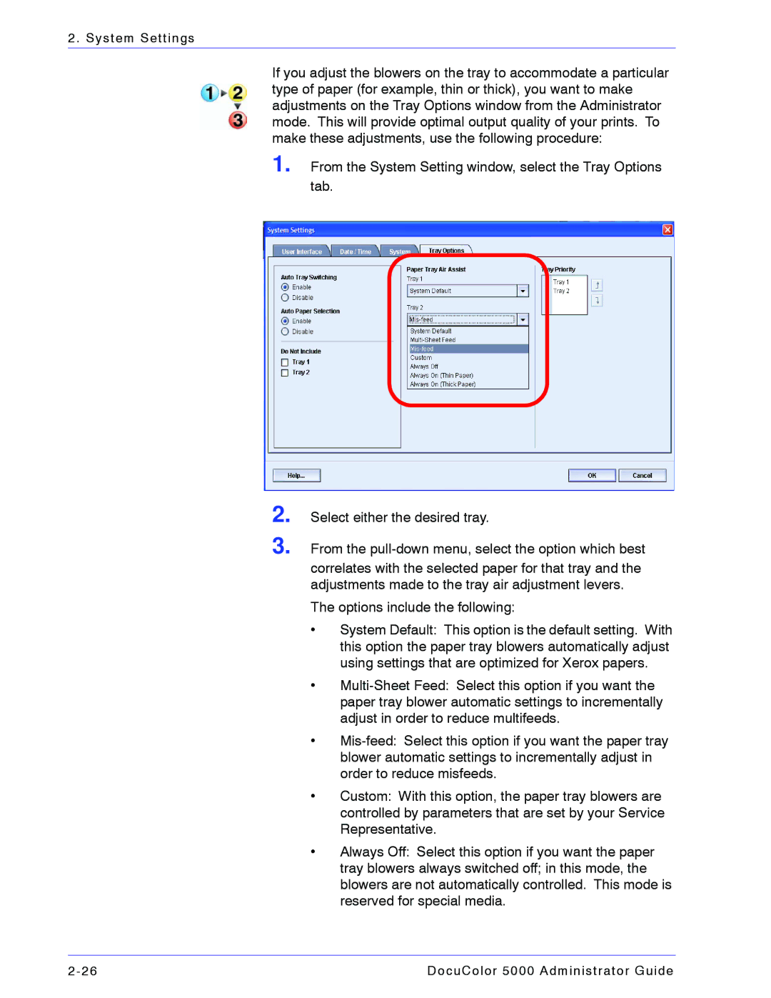 Xerox 5000 manual System Settings 