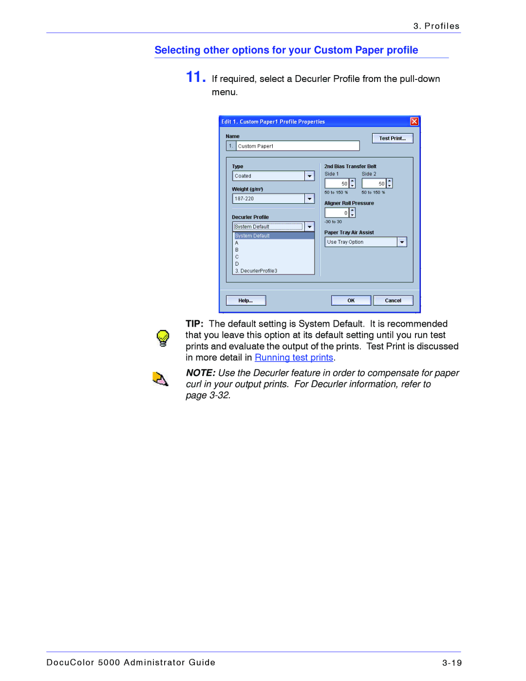 Xerox 5000 manual Selecting other options for your Custom Paper profile 