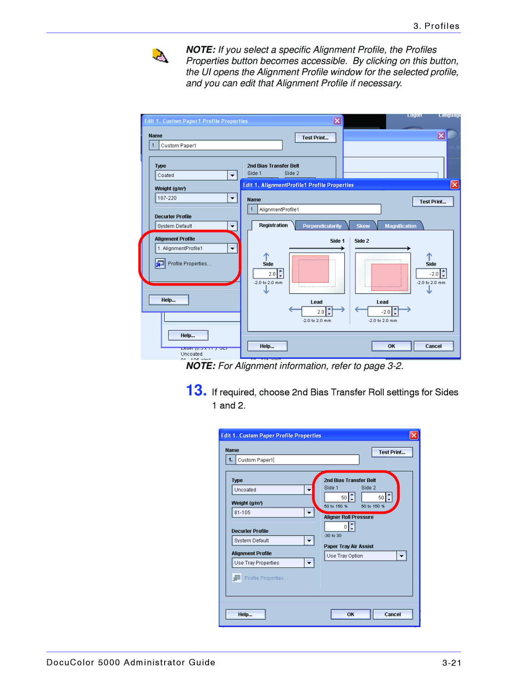 Xerox 5000 manual Profiles 