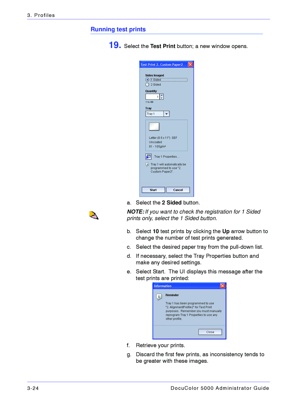 Xerox 5000 manual Running test prints 