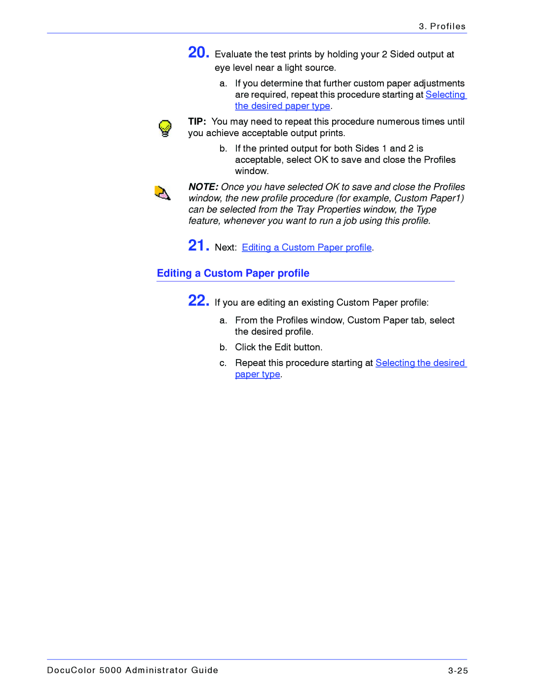 Xerox 5000 manual Editing a Custom Paper profile 