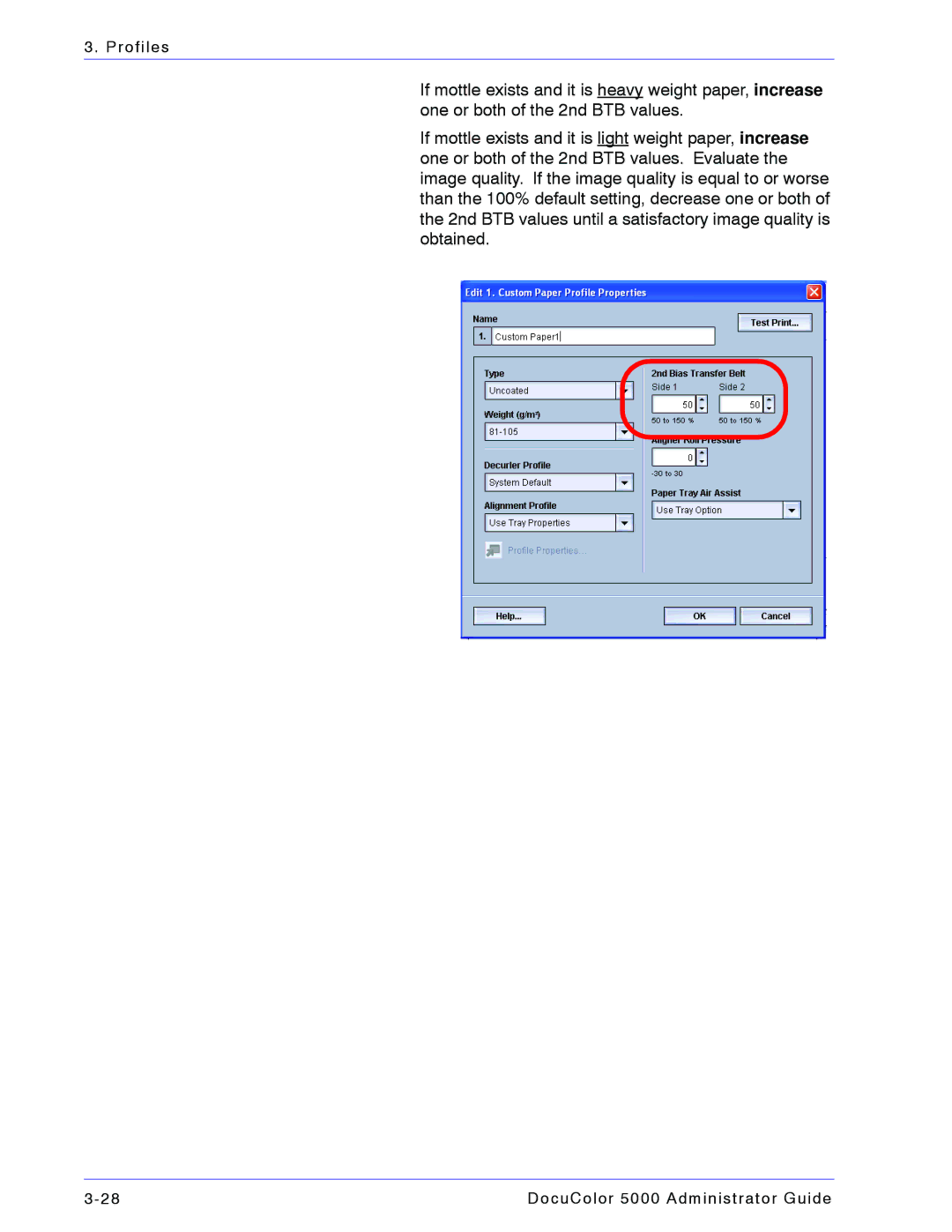 Xerox 5000 manual Profiles 