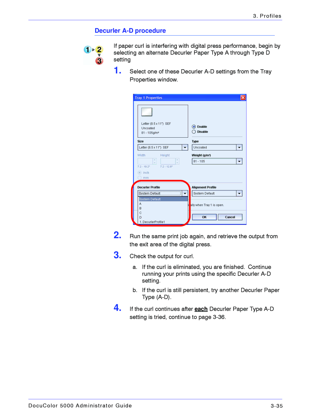 Xerox 5000 manual Decurler A-D procedure 