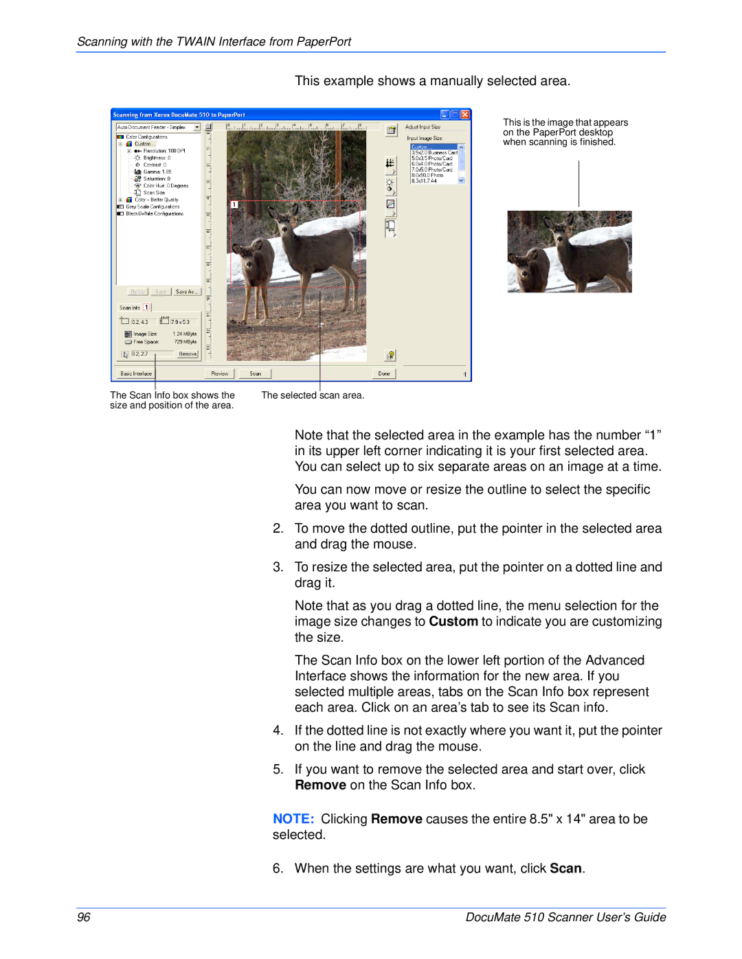 Xerox 510 This example shows a manually selected area 