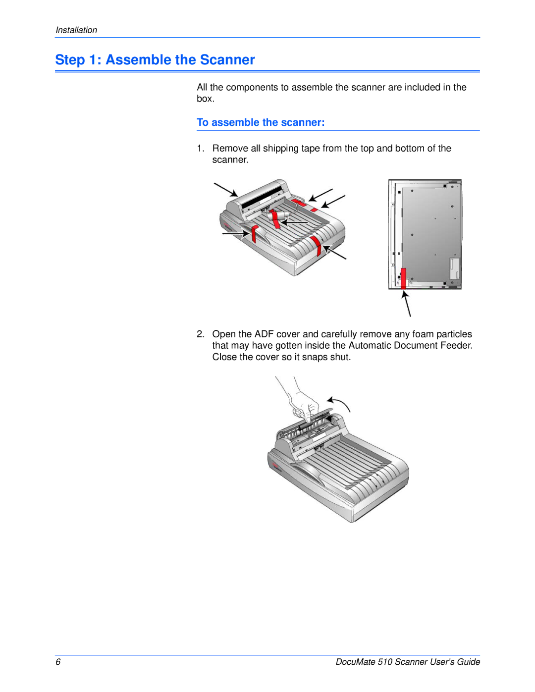 Xerox 510 manual Assemble the Scanner, To assemble the scanner 