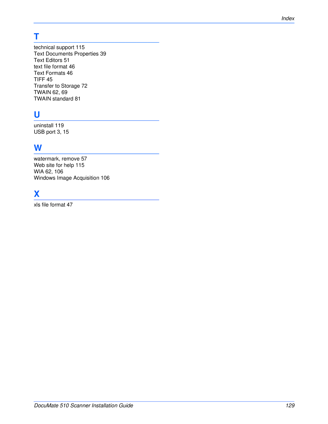 Xerox manual DocuMate 510 Scanner Installation Guide 129 