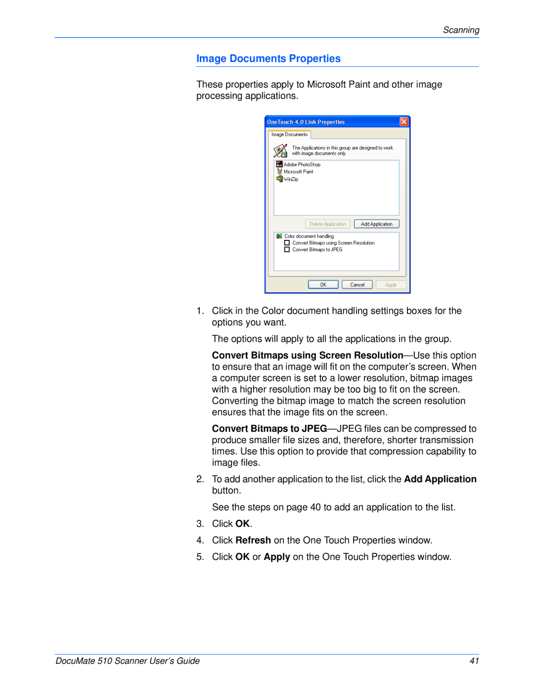 Xerox 510 manual Image Documents Properties 