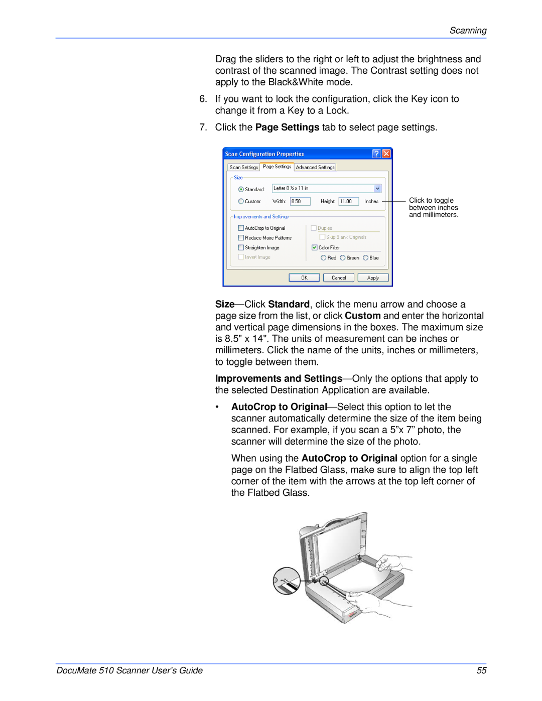 Xerox 510 manual Click to toggle between inches and millimeters 