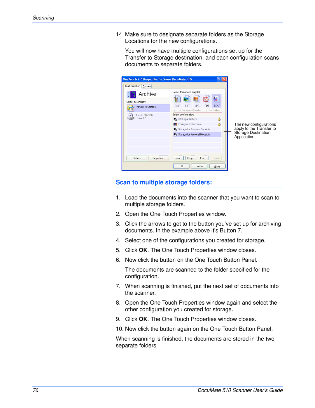 Xerox 510 manual Scan to multiple storage folders 