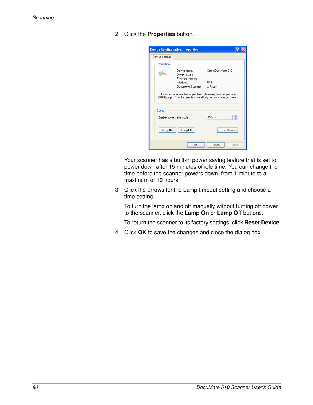 Xerox 510 manual Scanning 