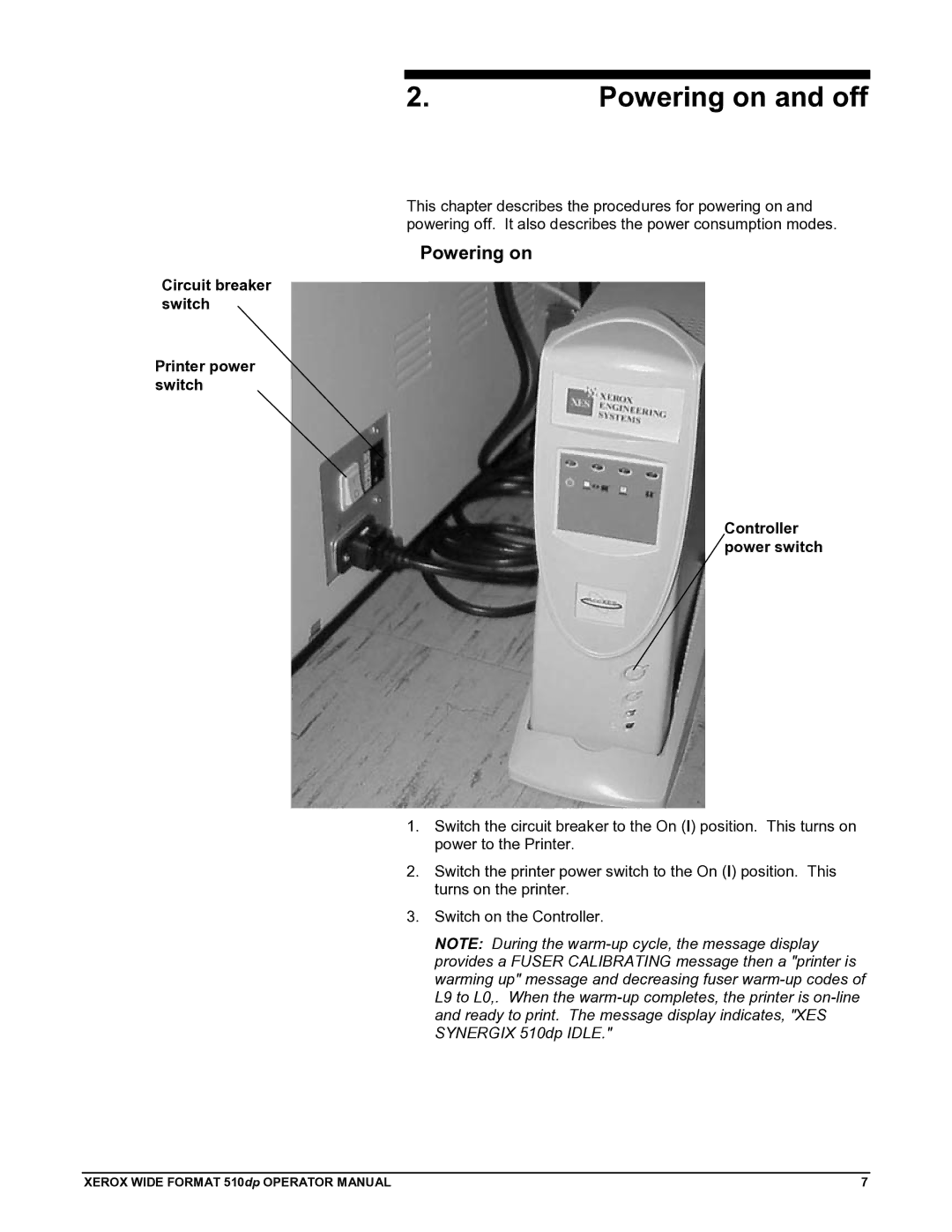 Xerox 510DP manual Powering on and off 