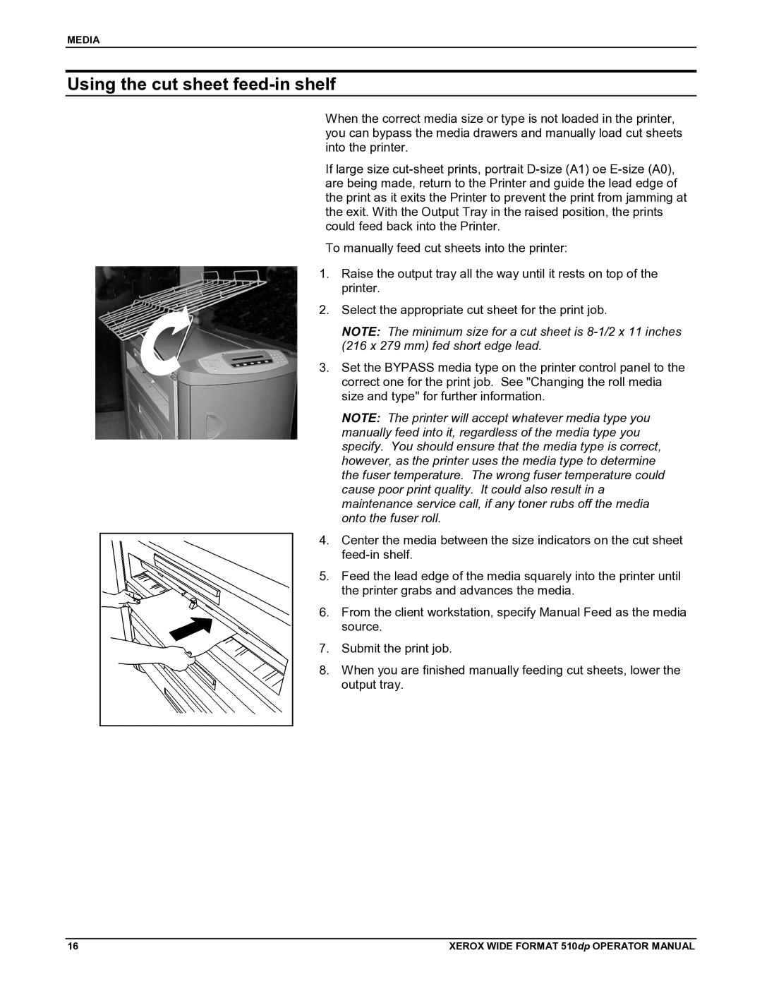 Xerox 510DP manual Using the cut sheet feed-in shelf 