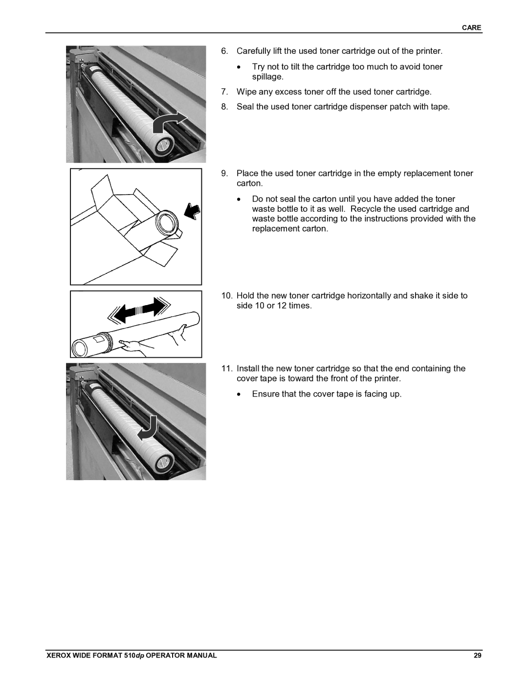 Xerox 510DP manual Care 