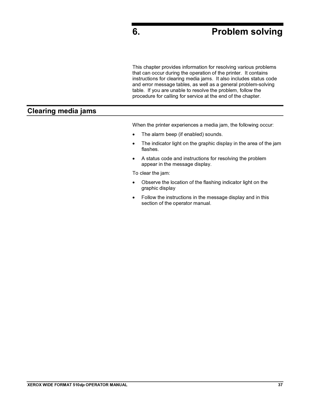 Xerox 510DP manual Problem solving, Clearing media jams 