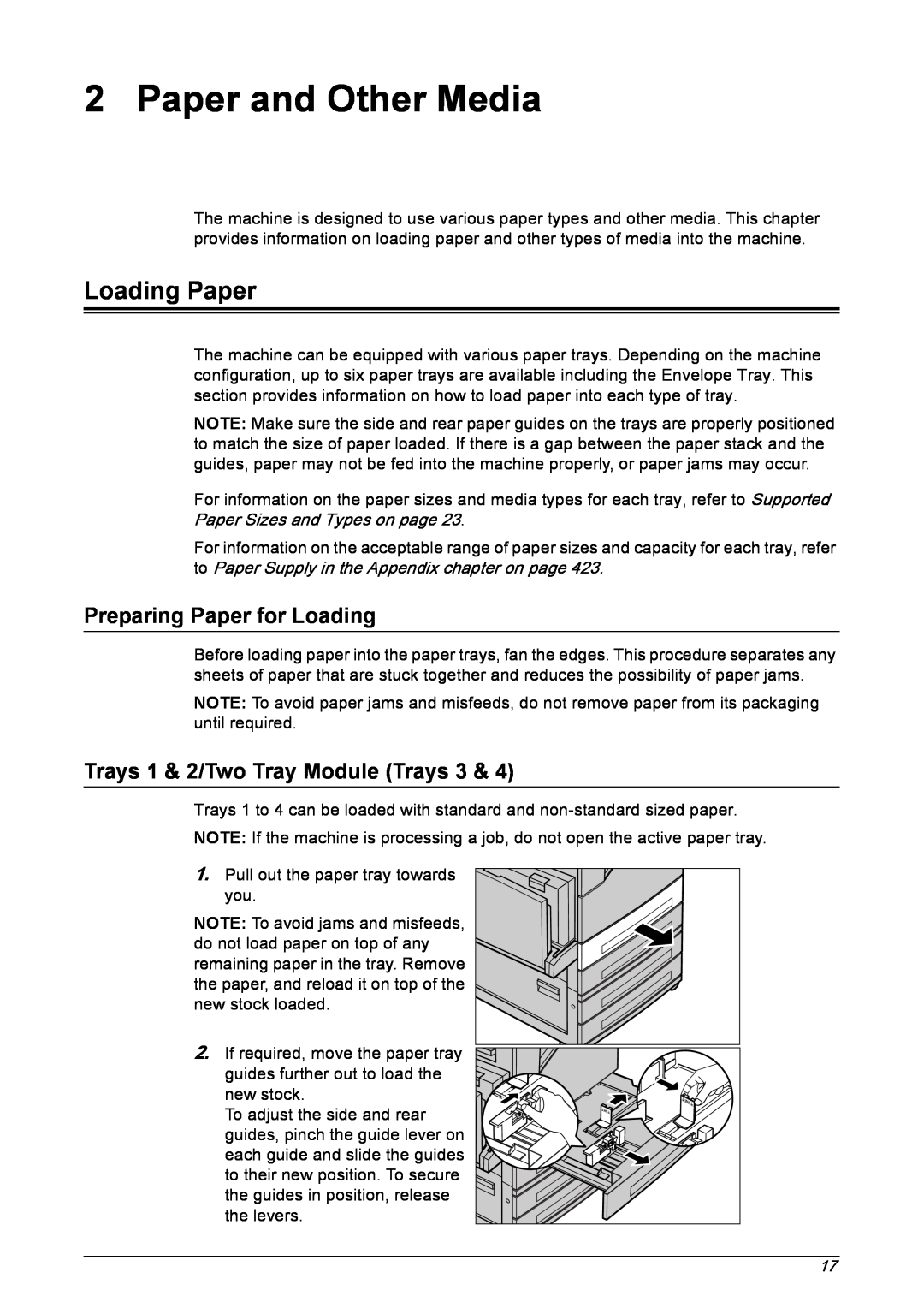 Xerox 5222 manual Paper and Other Media, Loading Paper, Preparing Paper for Loading, Trays 1 & 2/Two Tray Module Trays 3 