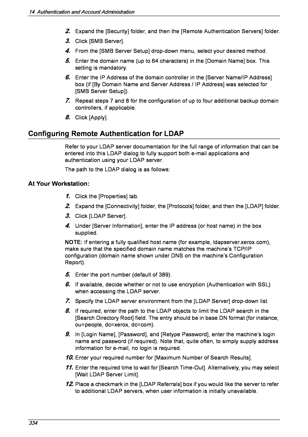 Xerox 5222 manual Configuring Remote Authentication for LDAP 