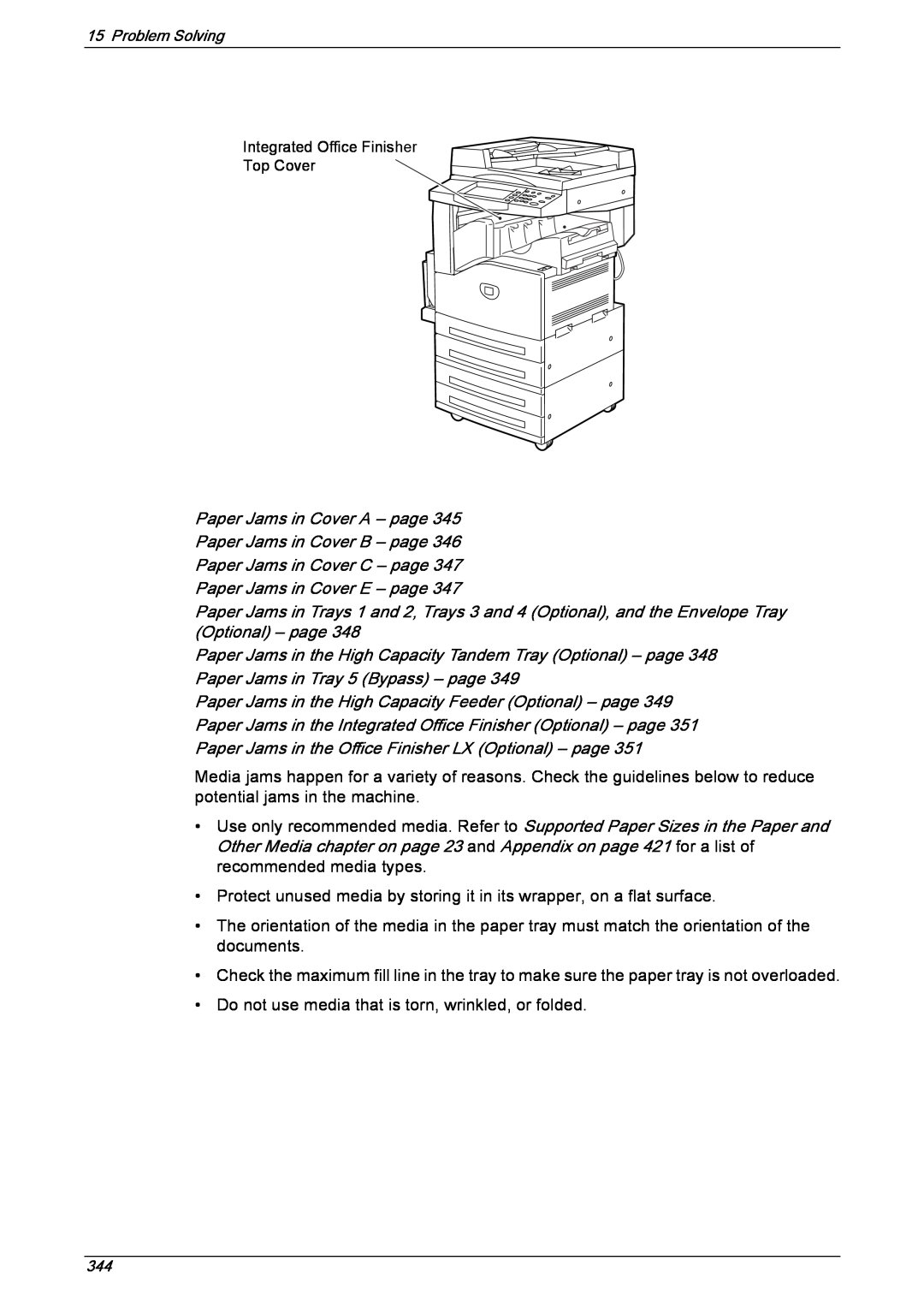 Xerox 5222 manual Problem Solving, Integrated Office Finisher Top Cover 