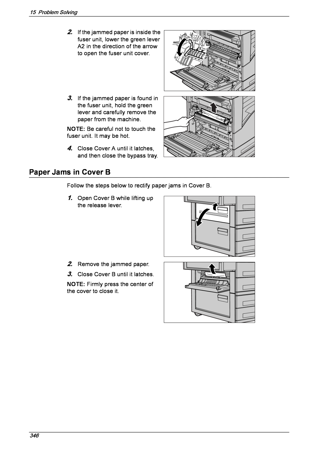 Xerox 5222 manual Paper Jams in Cover B 