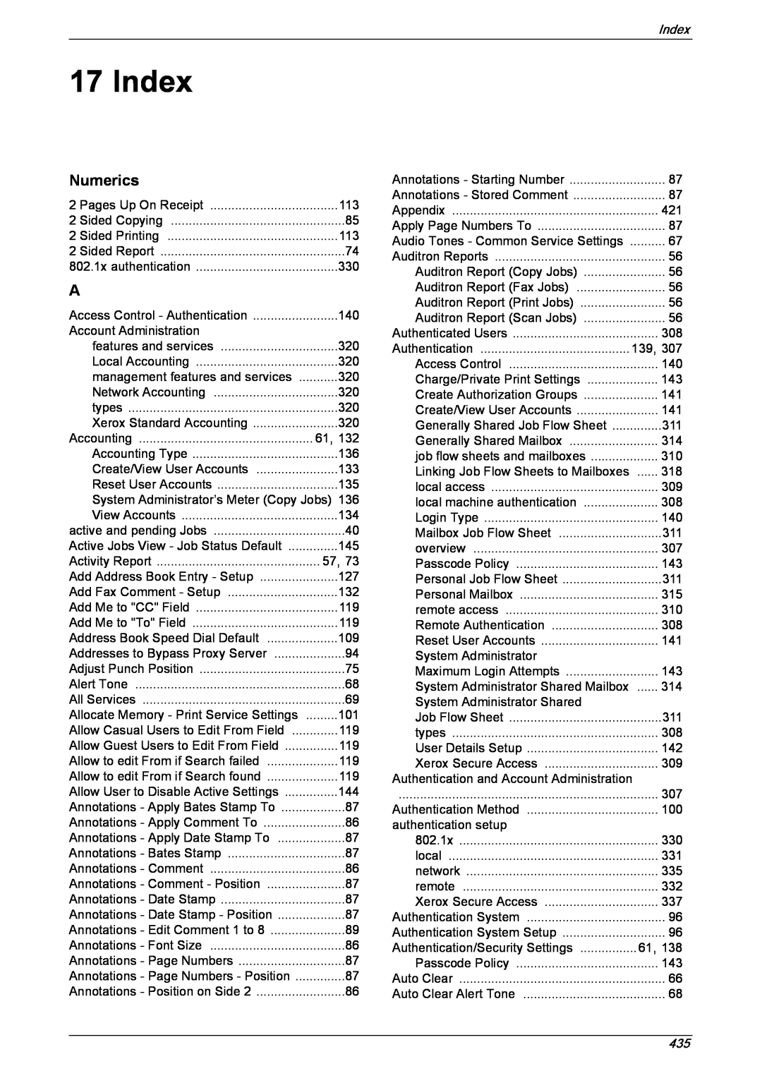 Xerox 5222 manual Index, Numerics 
