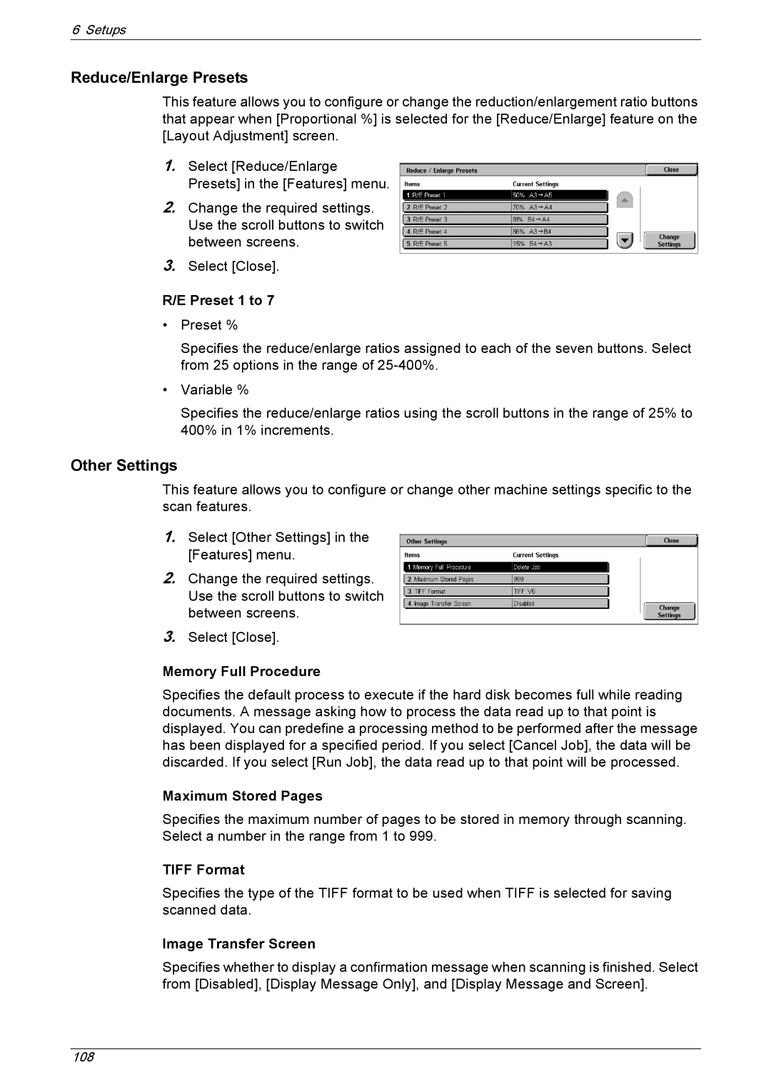 Xerox 5222 manual Tiff Format, Image Transfer Screen 