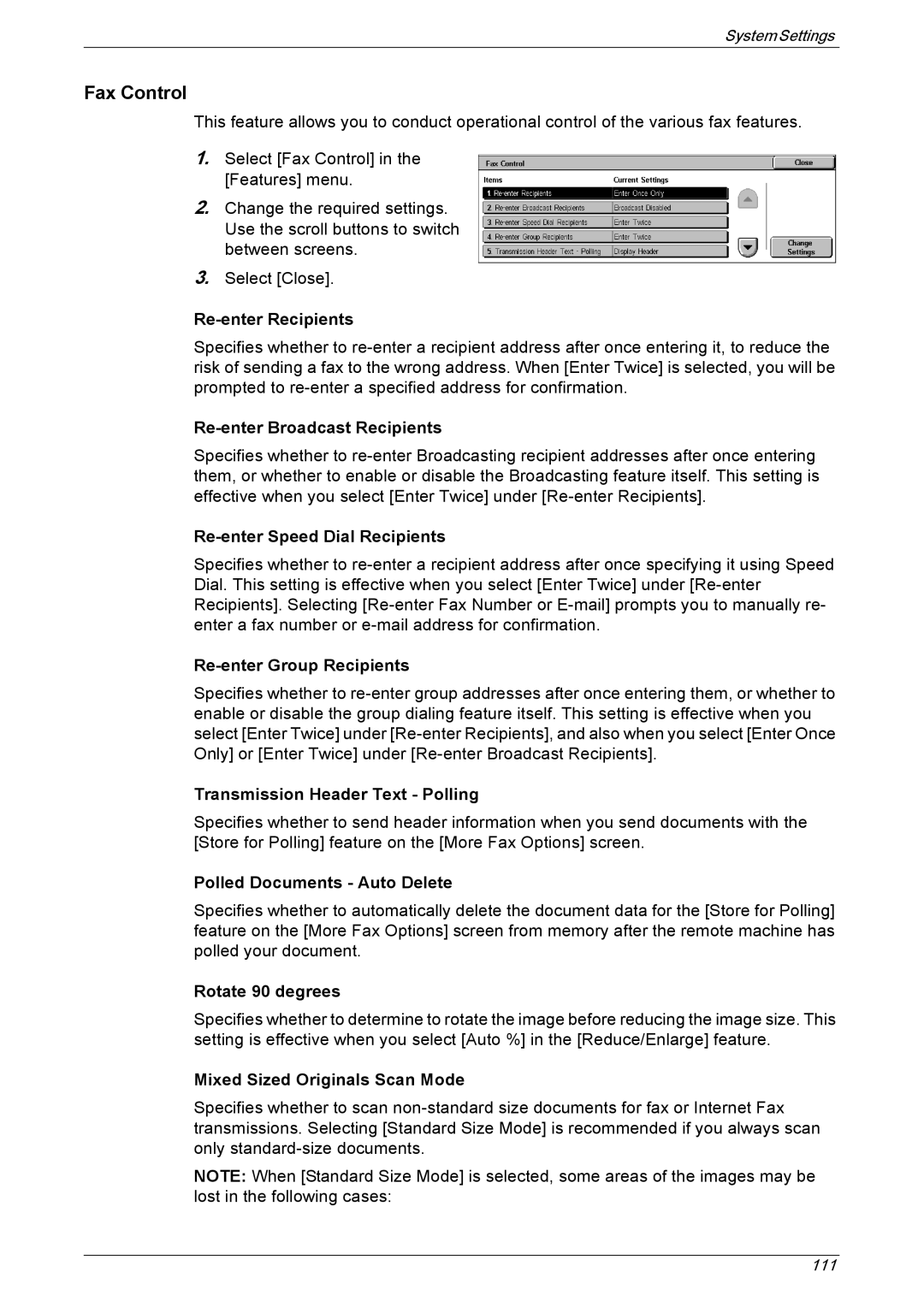 Xerox 5222 manual Fax Control 