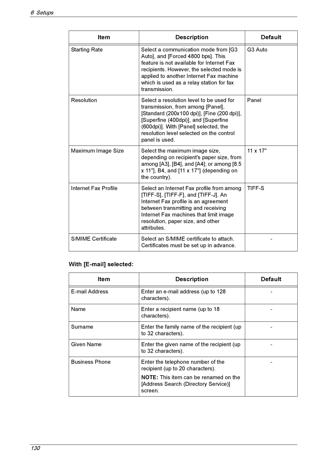 Xerox 5222 manual With E-mail selected Description, Tiff-S 