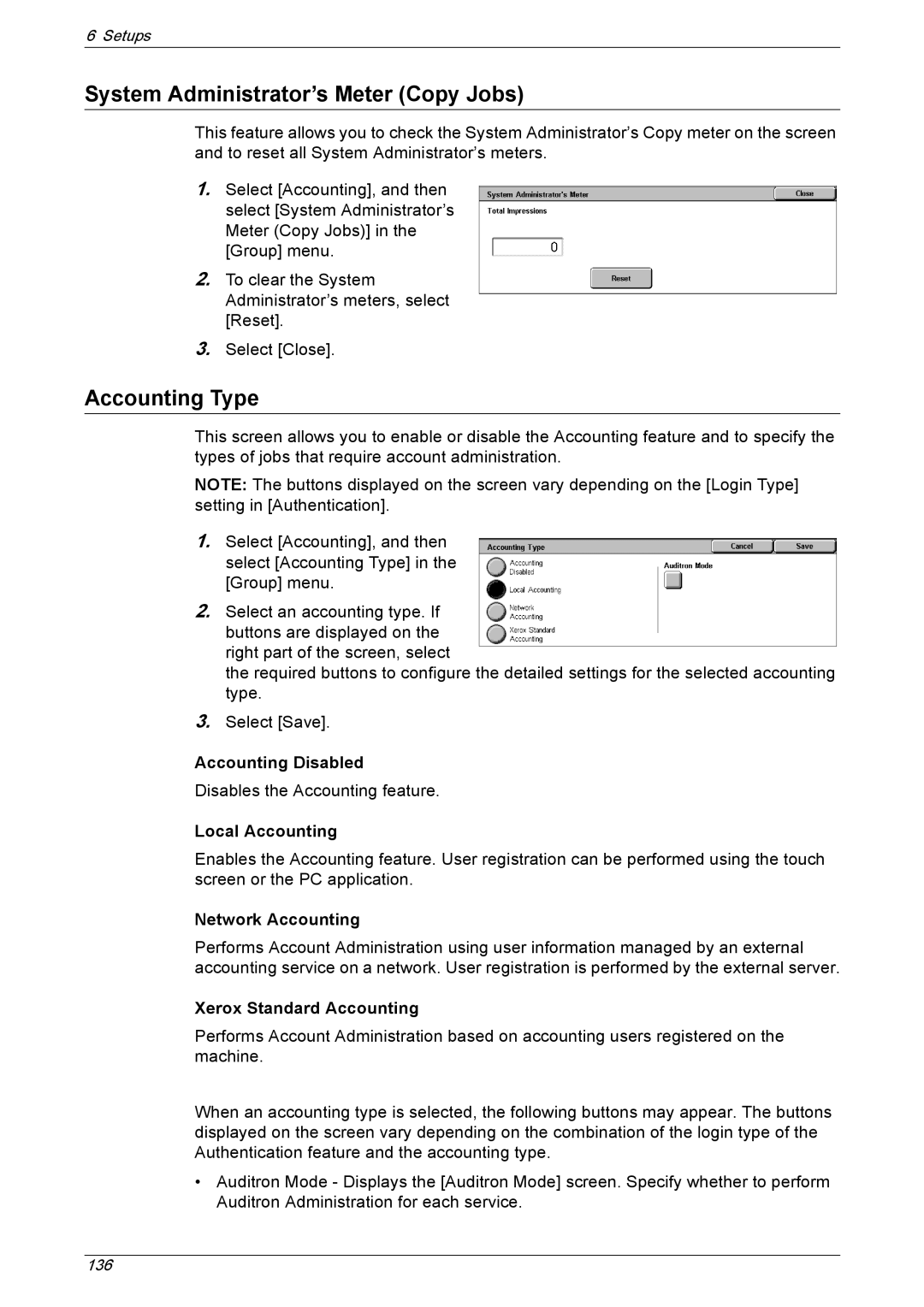 Xerox 5222 manual System Administrator’s Meter Copy Jobs, Accounting Type 