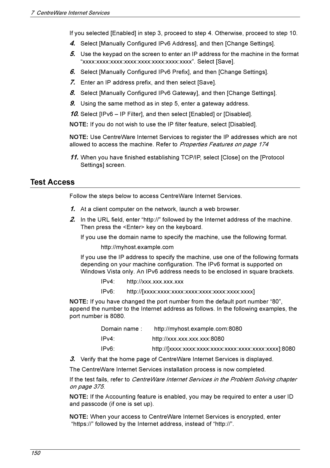 Xerox 5222 manual Test Access 