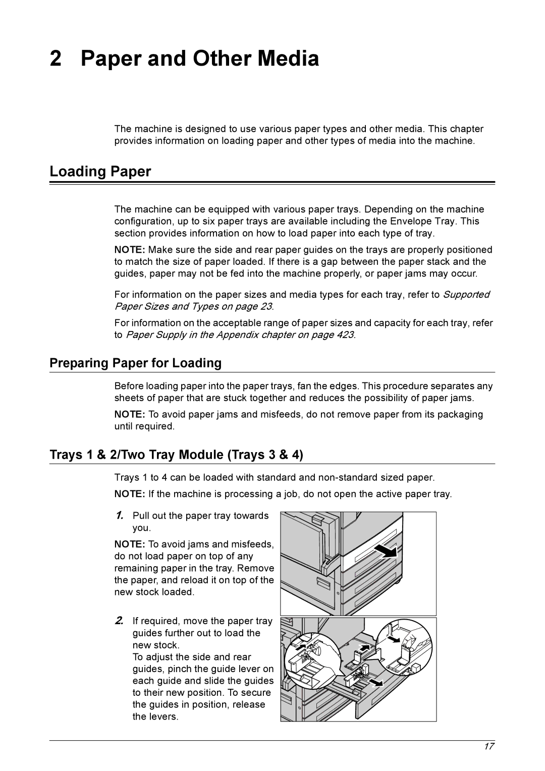 Xerox 5222 manual Loading Paper, Preparing Paper for Loading, Trays 1 & 2/Two Tray Module Trays 3 