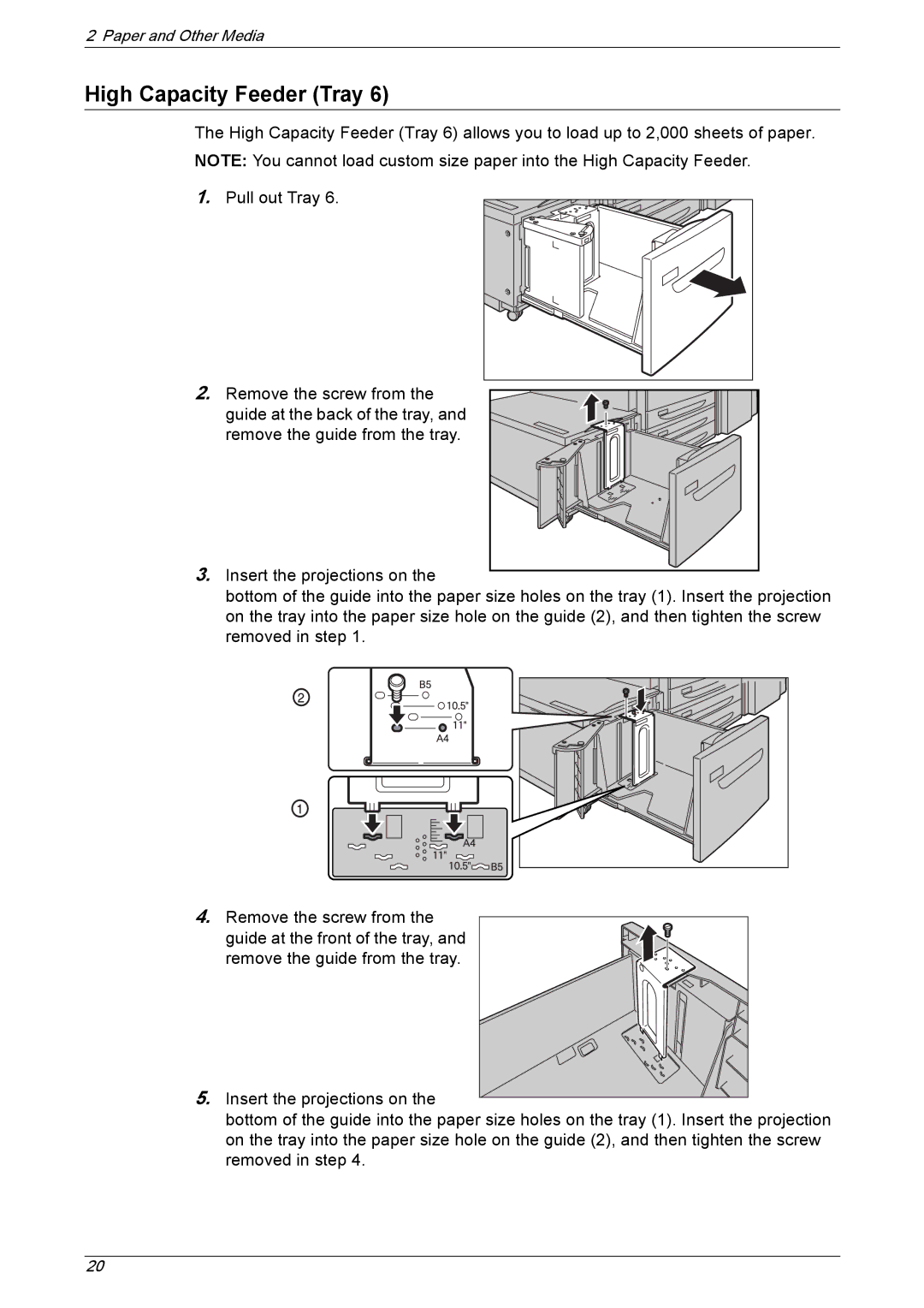 Xerox 5222 manual High Capacity Feeder Tray 