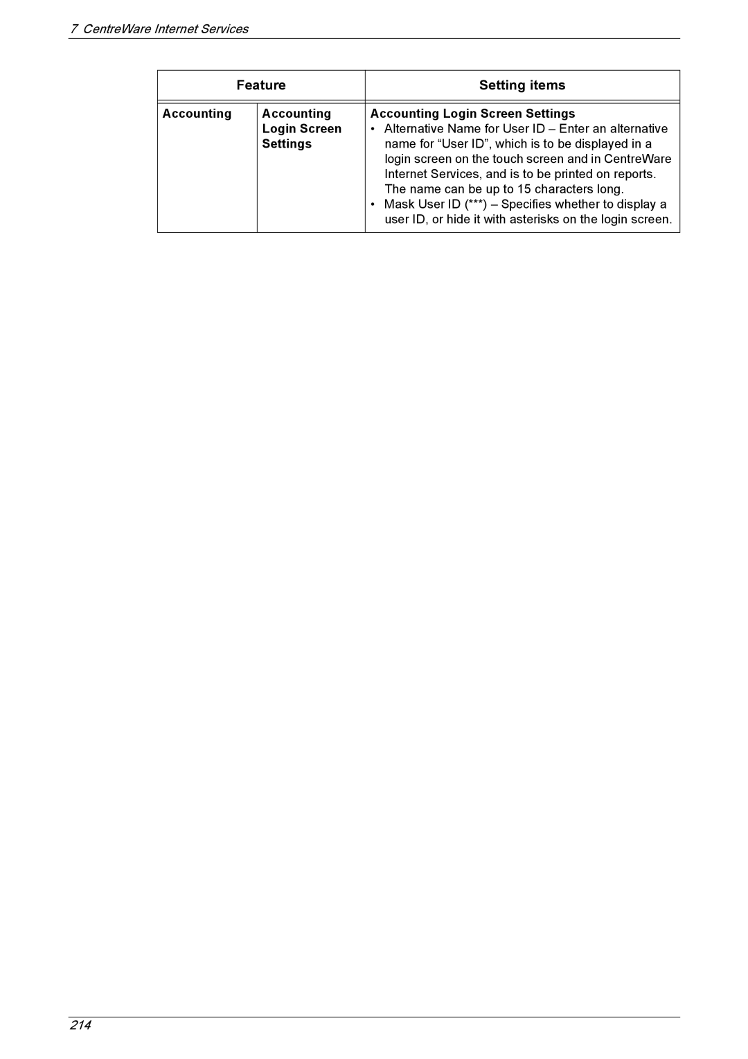 Xerox 5222 manual Accounting Accounting Login Screen Settings 