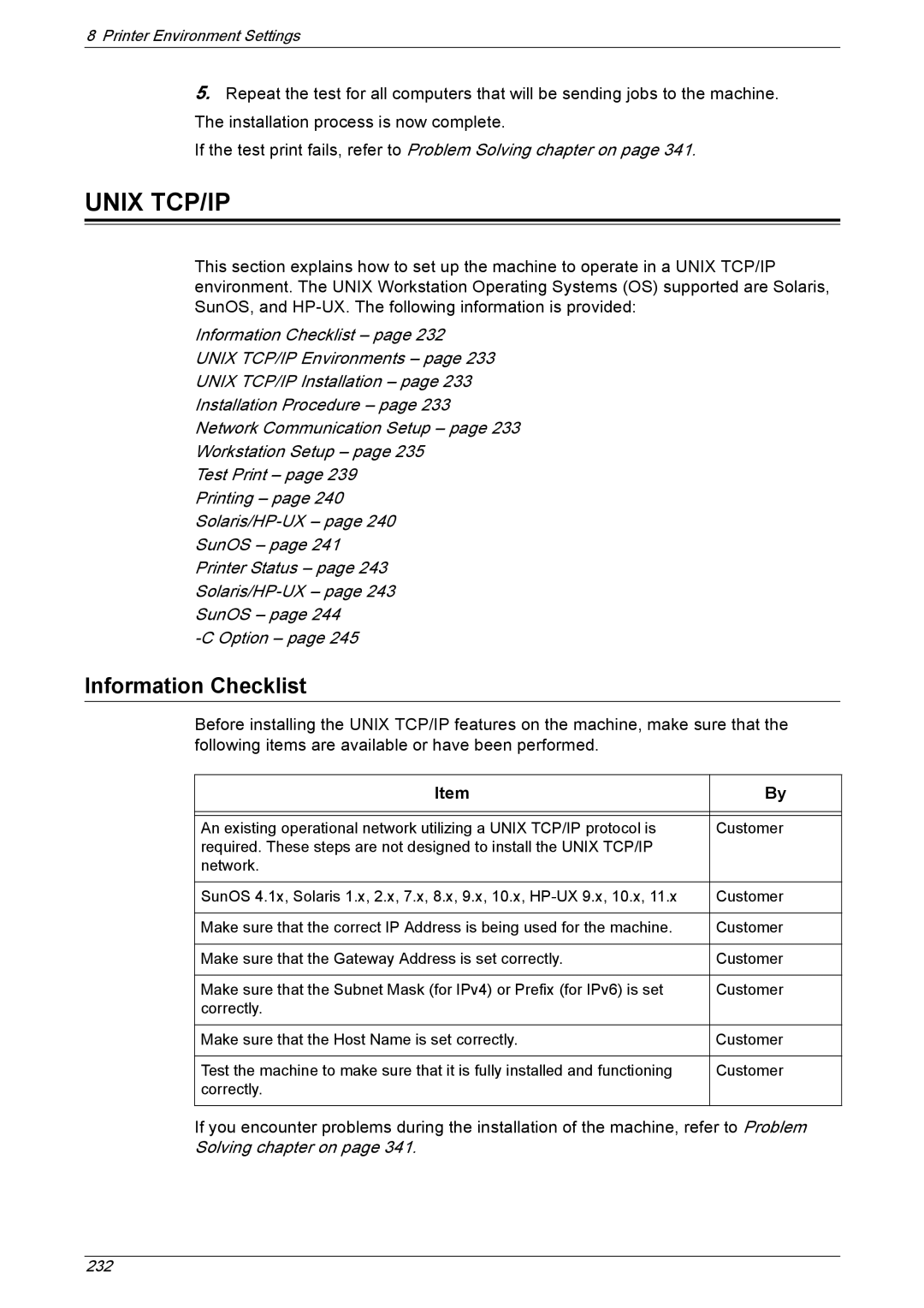 Xerox 5222 manual Unix TCP/IP 