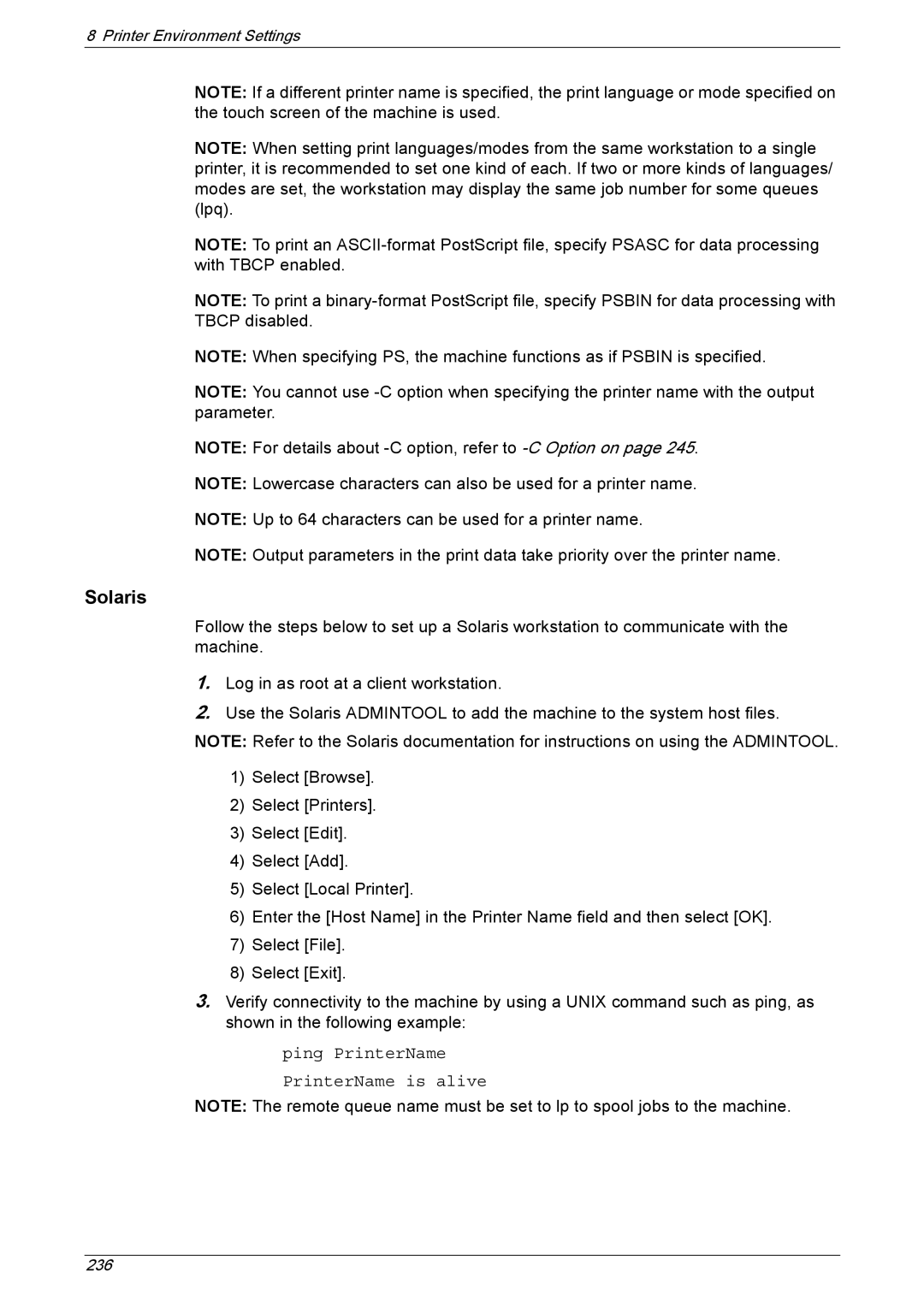 Xerox 5222 manual Solaris 