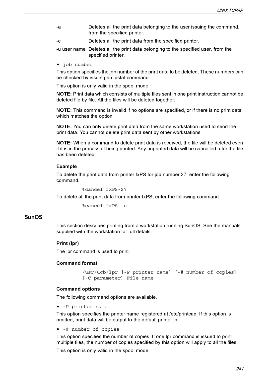 Xerox 5222 manual Job number, Print lpr 