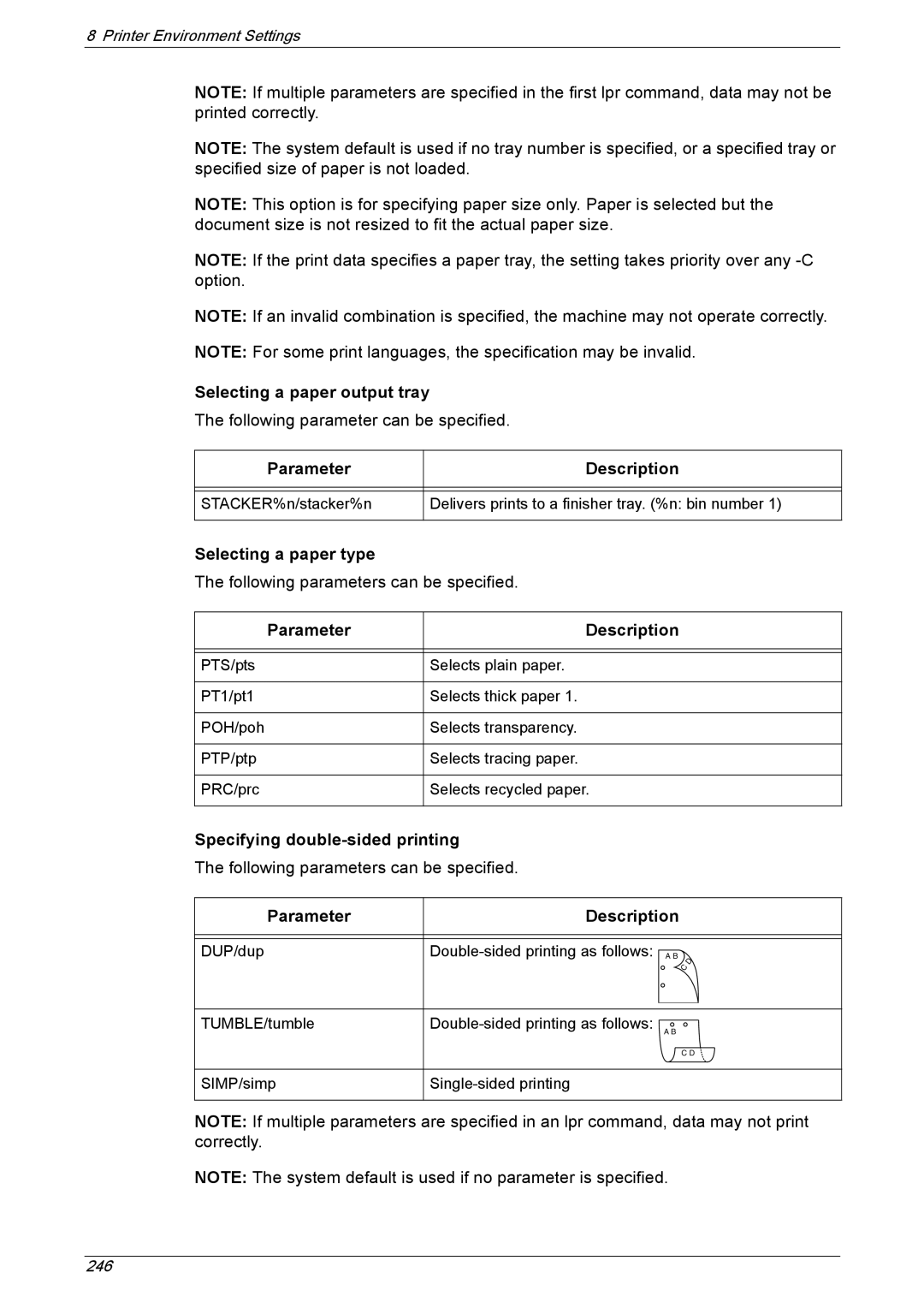 Xerox 5222 manual Selecting a paper output tray, Selecting a paper type, Specifying double-sided printing 