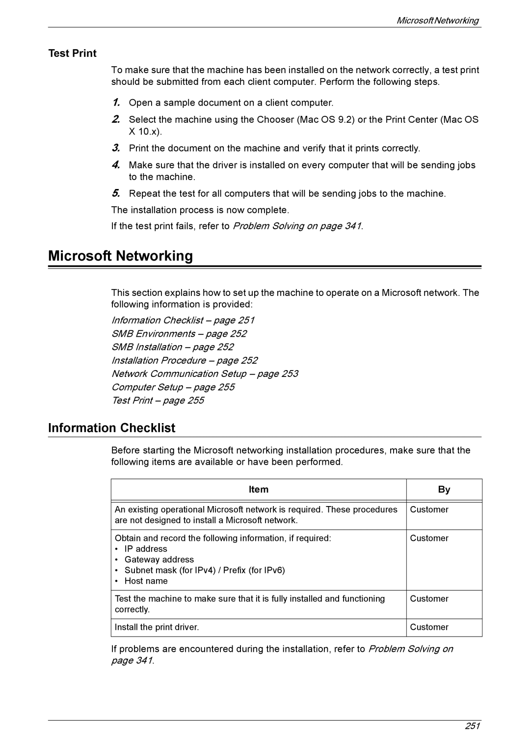 Xerox 5222 manual Microsoft Networking, Test Print 