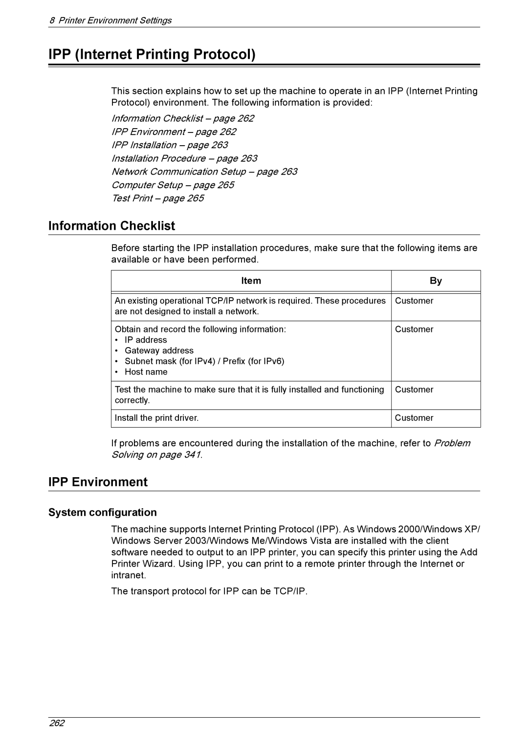 Xerox 5222 manual IPP Internet Printing Protocol, IPP Environment 