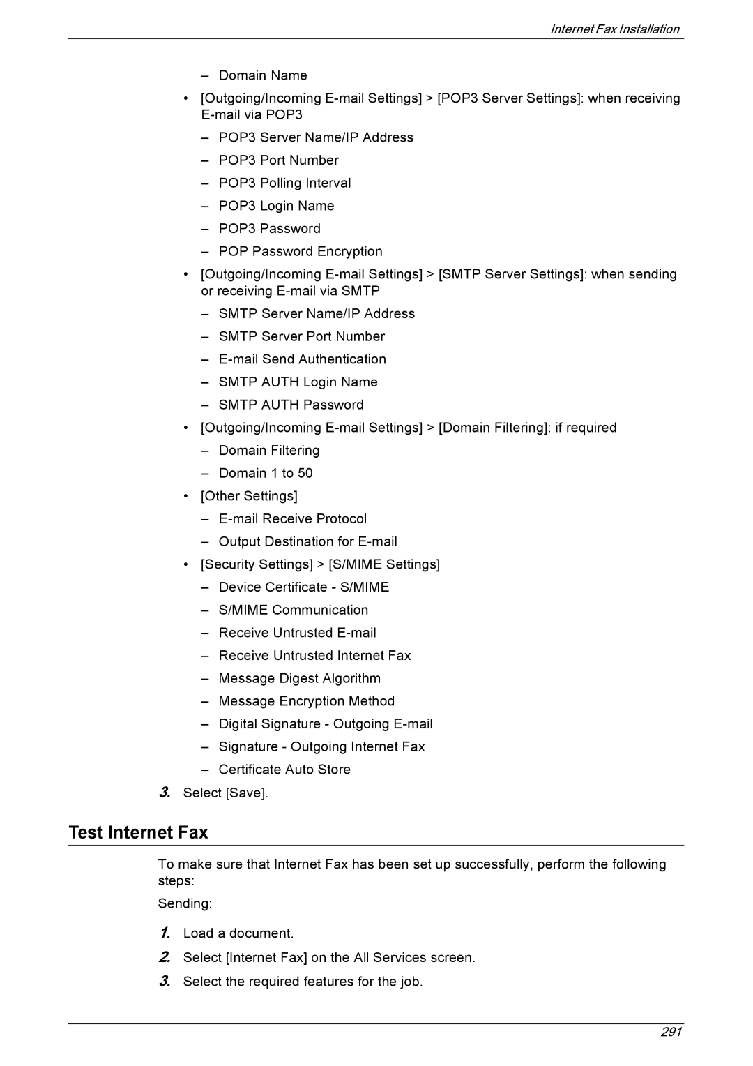 Xerox 5222 manual Test Internet Fax 