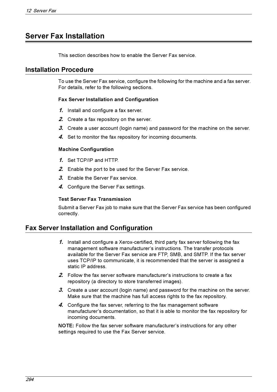 Xerox 5222 manual Server Fax Installation, Fax Server Installation and Configuration, Test Server Fax Transmission 