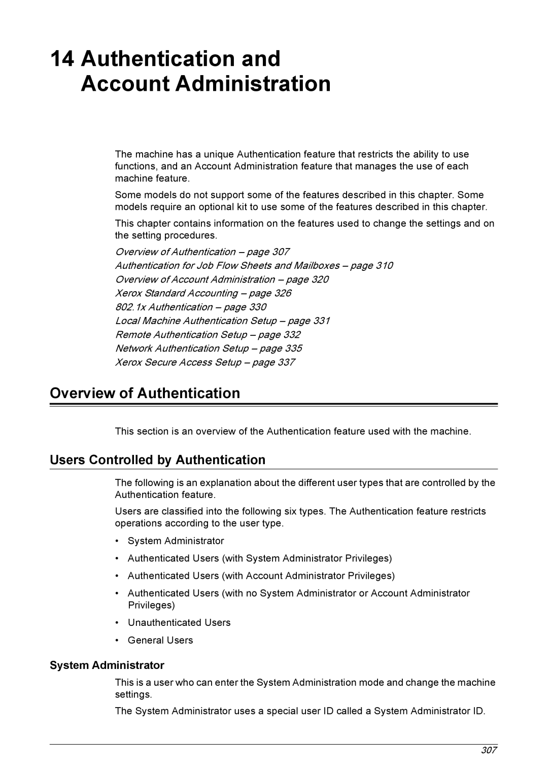 Xerox 5222 manual Overview of Authentication, Users Controlled by Authentication 