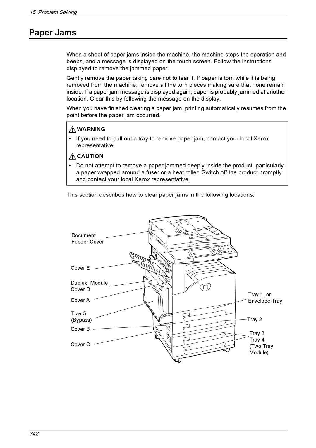 Xerox 5222 manual Paper Jams 