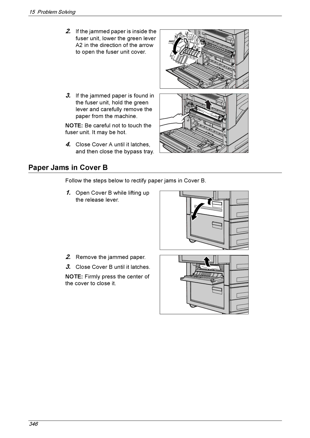 Xerox 5222 manual Paper Jams in Cover B 