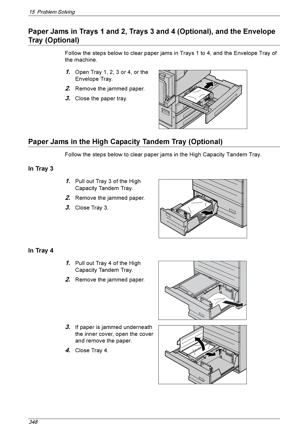 Xerox 5222 manual Paper Jams in the High Capacity Tandem Tray Optional 